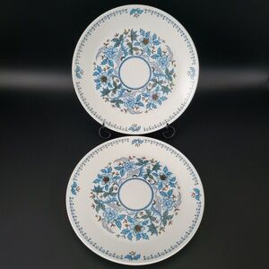 VTG‎ Noritake Progression Blue Moon 9022 Floral 8 3/8" Salad Plate Set Of 2